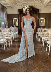 Entice Me Cowl Neck Embellished Gown - Silver