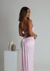 Eternal Shine Satin Maxi Dress - Baby Pink