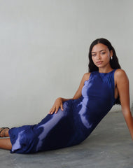 Fayola Printed Maxi Dress in Watercolour Navy