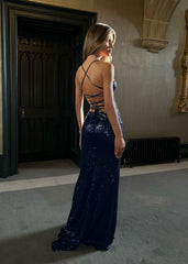 Beautiful Ruins Sequin Corset Gown - Navy