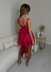 Tainted Love Mini Bow Dress - Wine