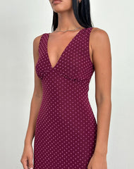Gabriella Dress in Basic Polka Flock Berry