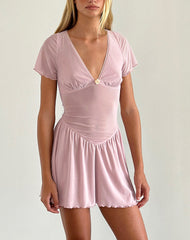 Geni Mini Dress in Mesh Baby Pink