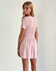 Geni Mini Dress in Mesh Baby Pink
