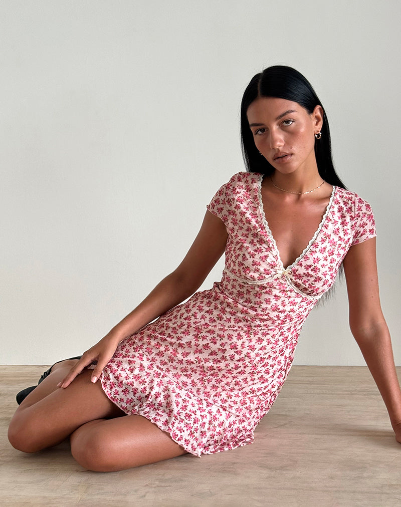 Ginevra Dress in Gardenia Romantic with Lace Trim