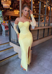 Girl World Lace Maxi Dress - Yellow