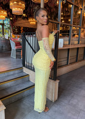 Girl World Lace Maxi Dress - Yellow