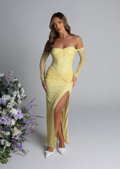 Girl World Lace Maxi Dress - Yellow