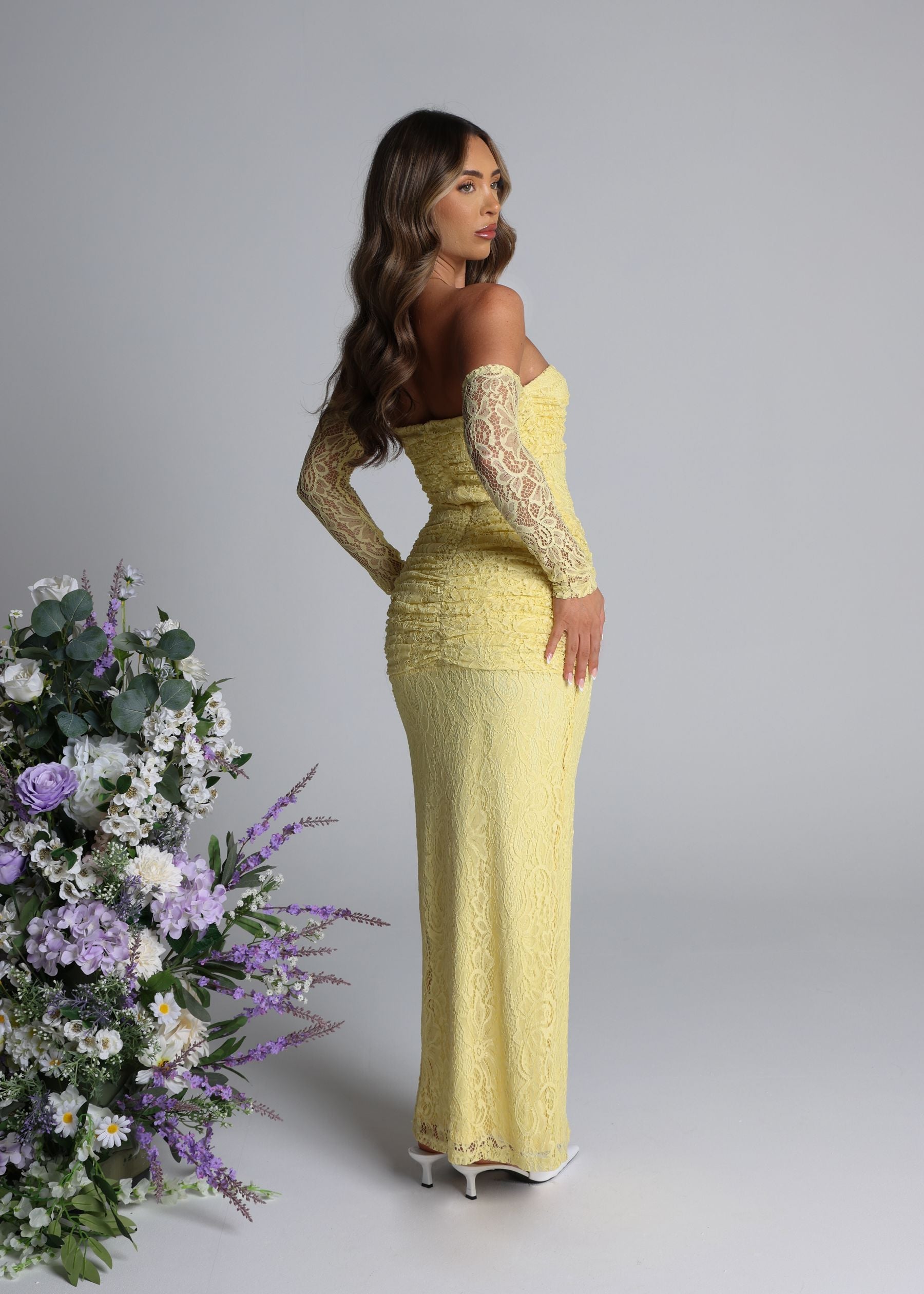 Girl World Lace Maxi Dress - Yellow
