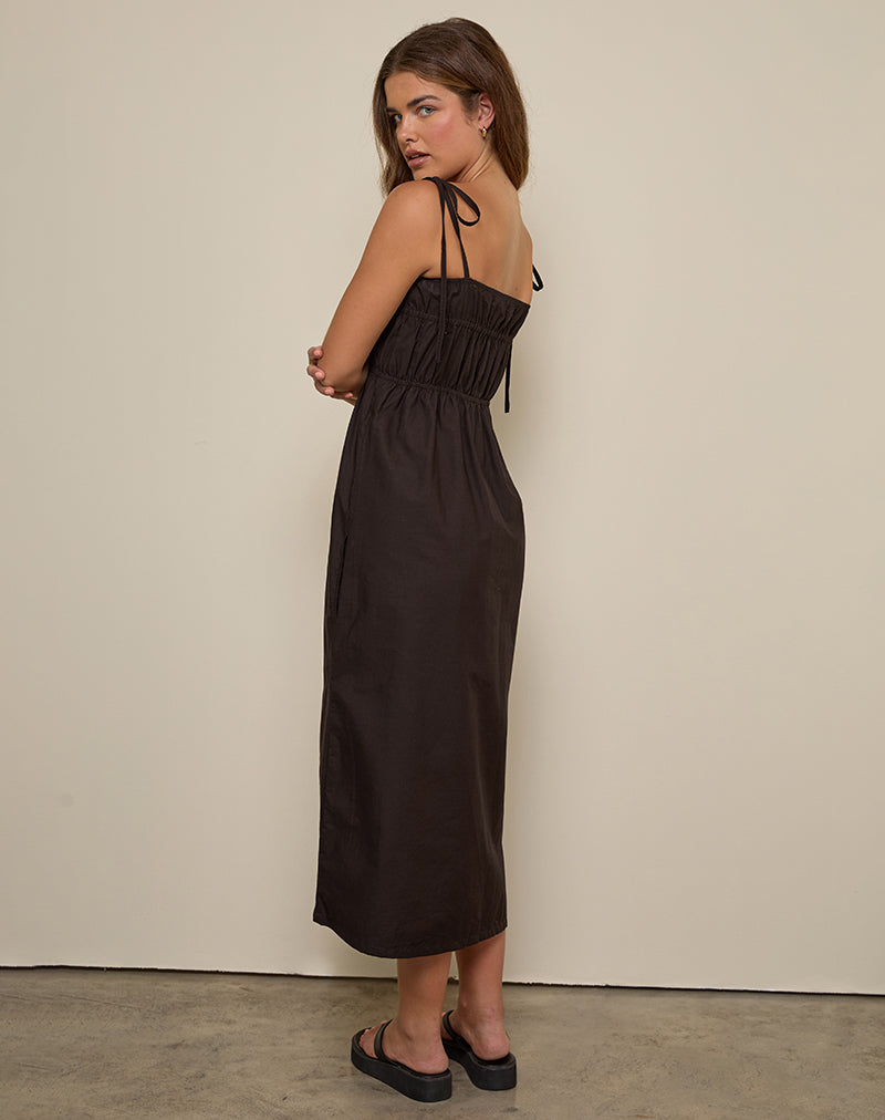 Haruko Midi Dress in Bitter Chocolate