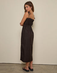 Haruko Midi Dress in Bitter Chocolate