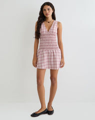 Hevoria Mini Dress in Basic Tartan Pink