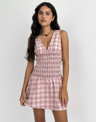 Hevoria Mini Dress in Basic Tartan Pink