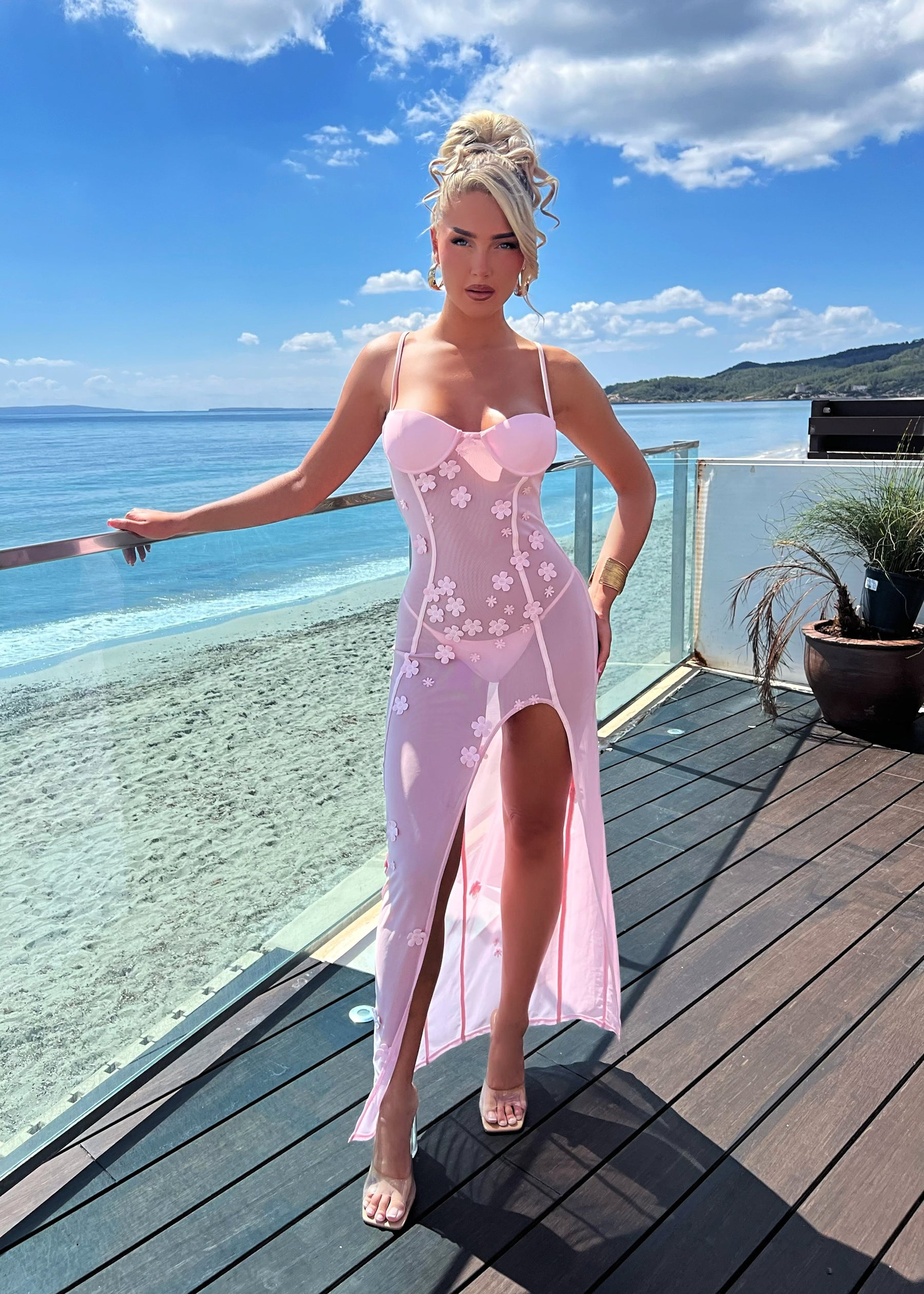 Isle Of Paradise Sheer Maxi Dress - Pink
