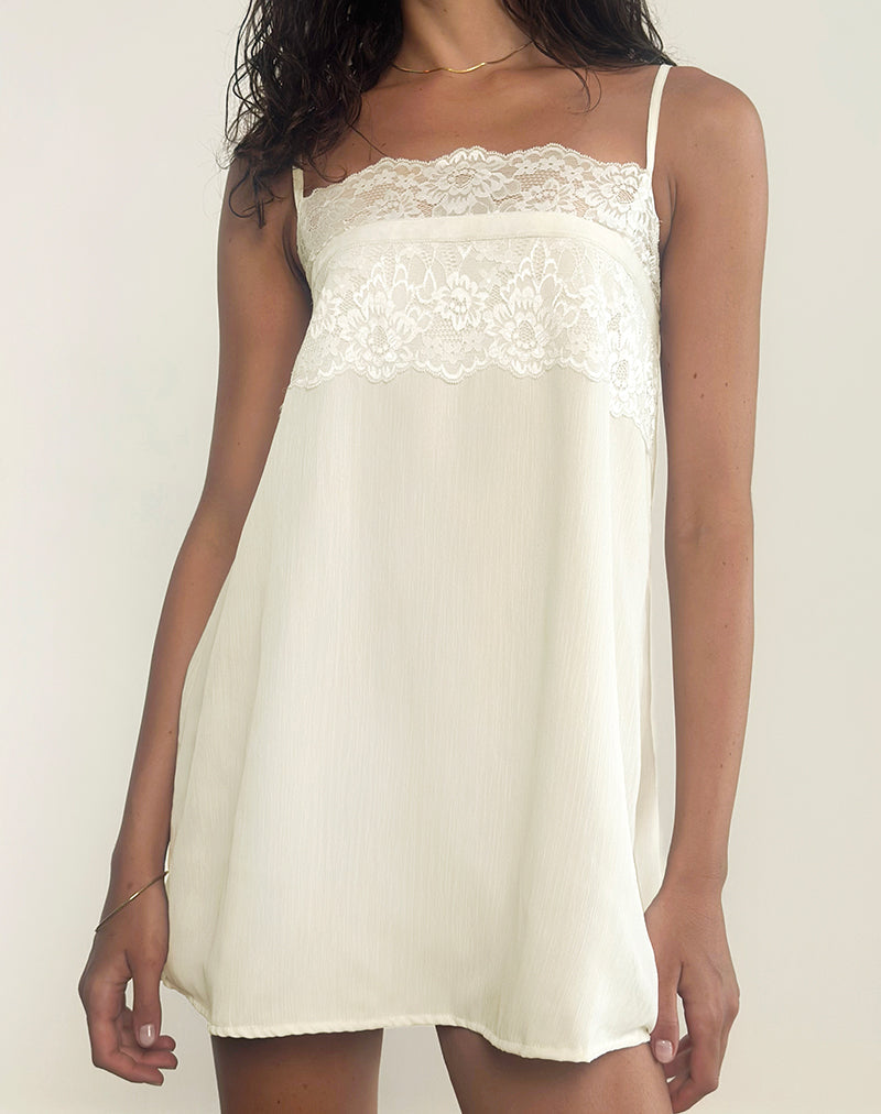 Juvia Babydoll Mini Dress in Chiffon Ivory