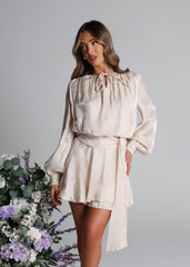 Just For You Belted Tunic Mini Dress - Champagne
