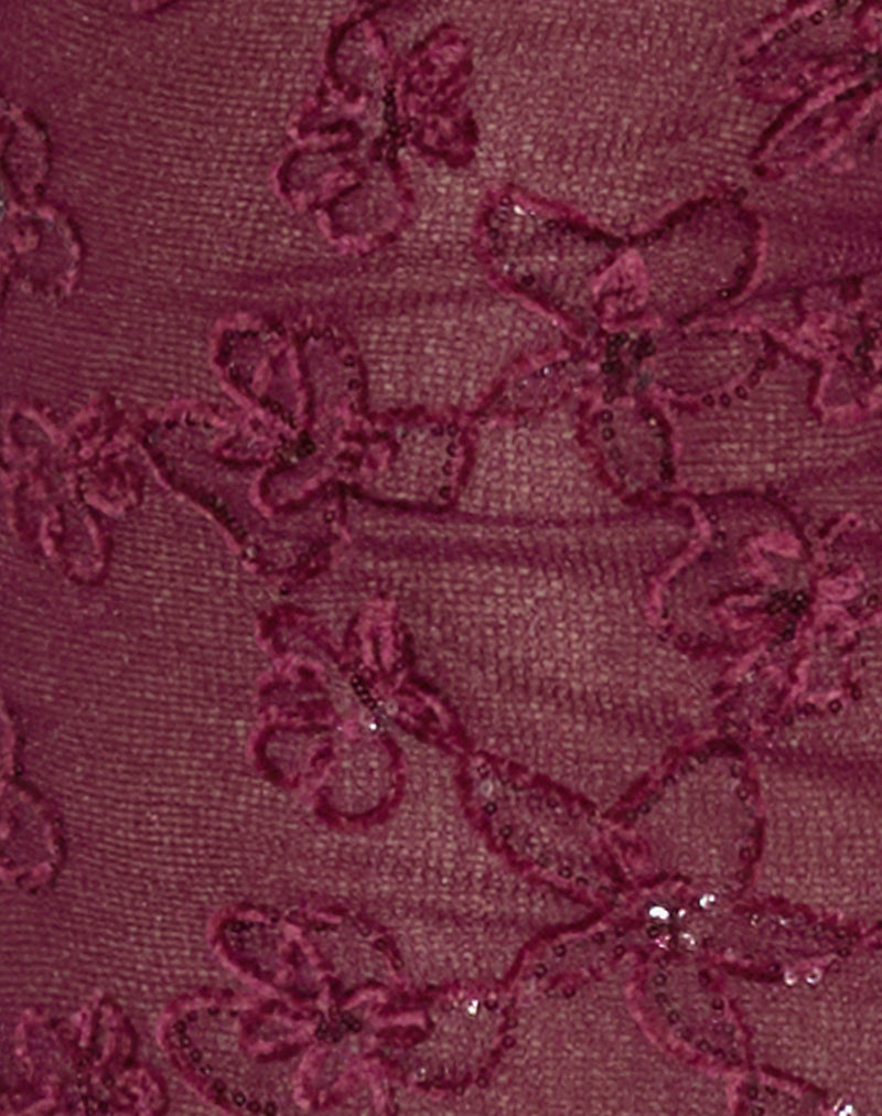 Kaido Midi Dress in Sequin Knit Burgundy