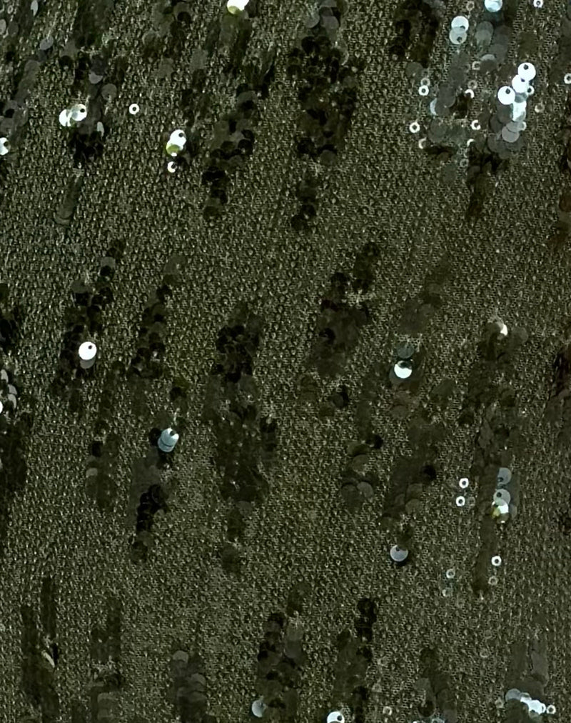 Lalaurie Scoop Neck Mini Dress in Mixed Drape Sequin Khaki