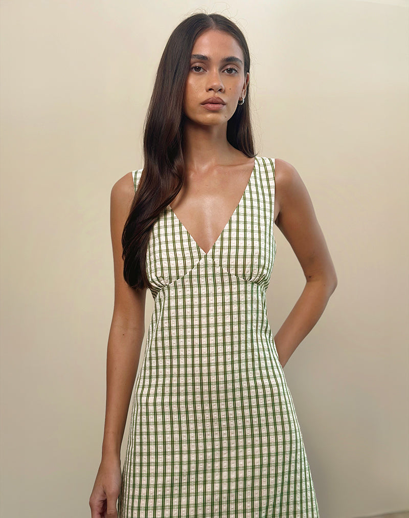 Lavisha Midi Dress in Green Check