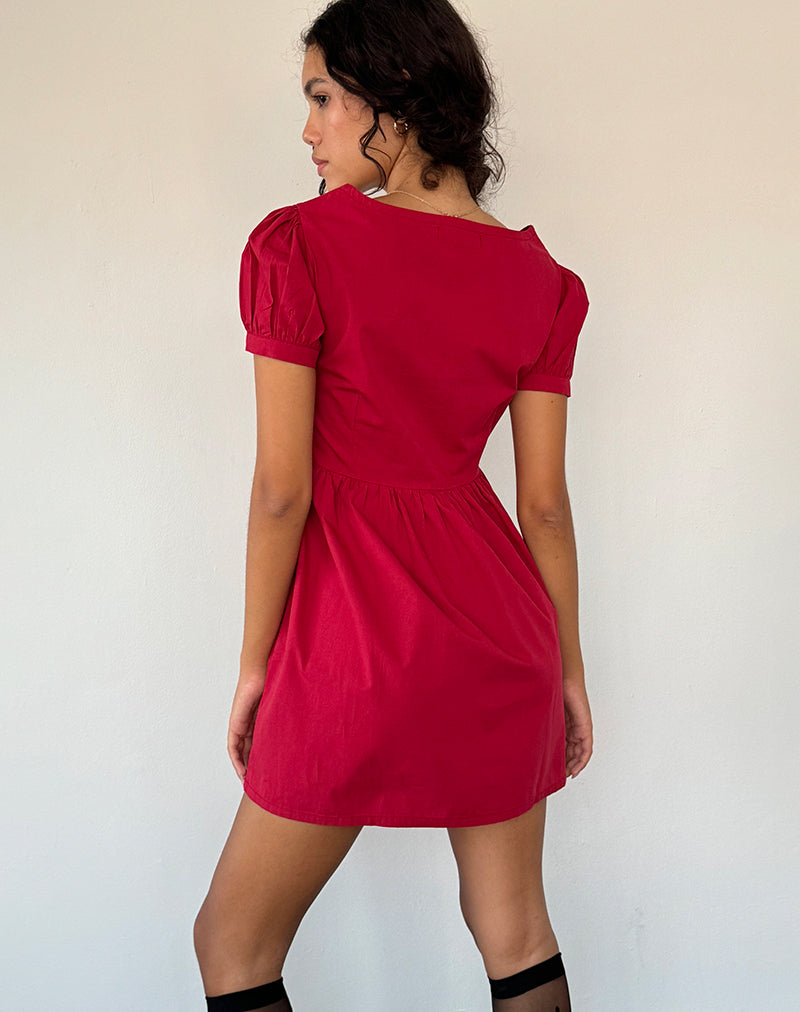 Leshiana Mini Dress in Poplin Adrenaline Red