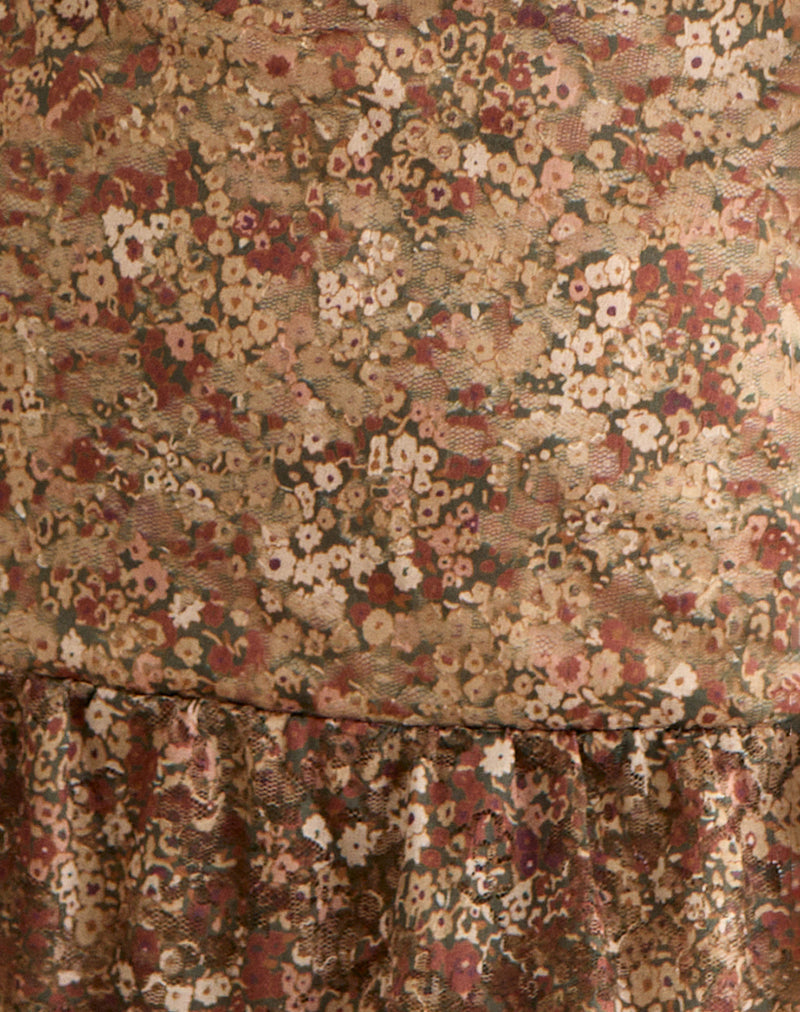 Lotri Wrap Mini Dress in Cluster Floral Brown