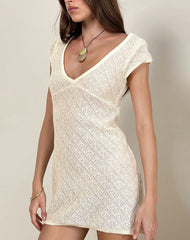 Mariza Mini Dress in Pointelle Ivory