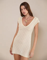 Mariza Mini Dress in Pointelle Ivory