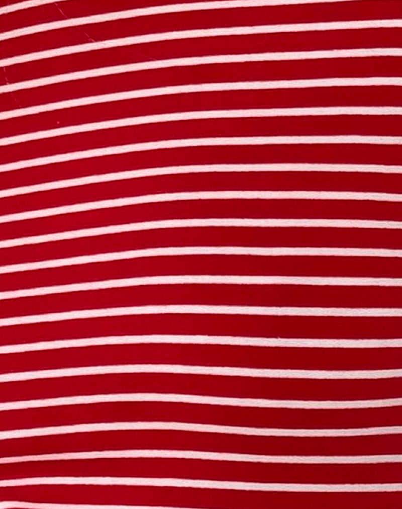 Masha Mini Dress in Red and White Stripe Jersey