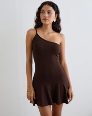 Messac Asymmetric Dress in Rayon Jersey Bitter Chocolate