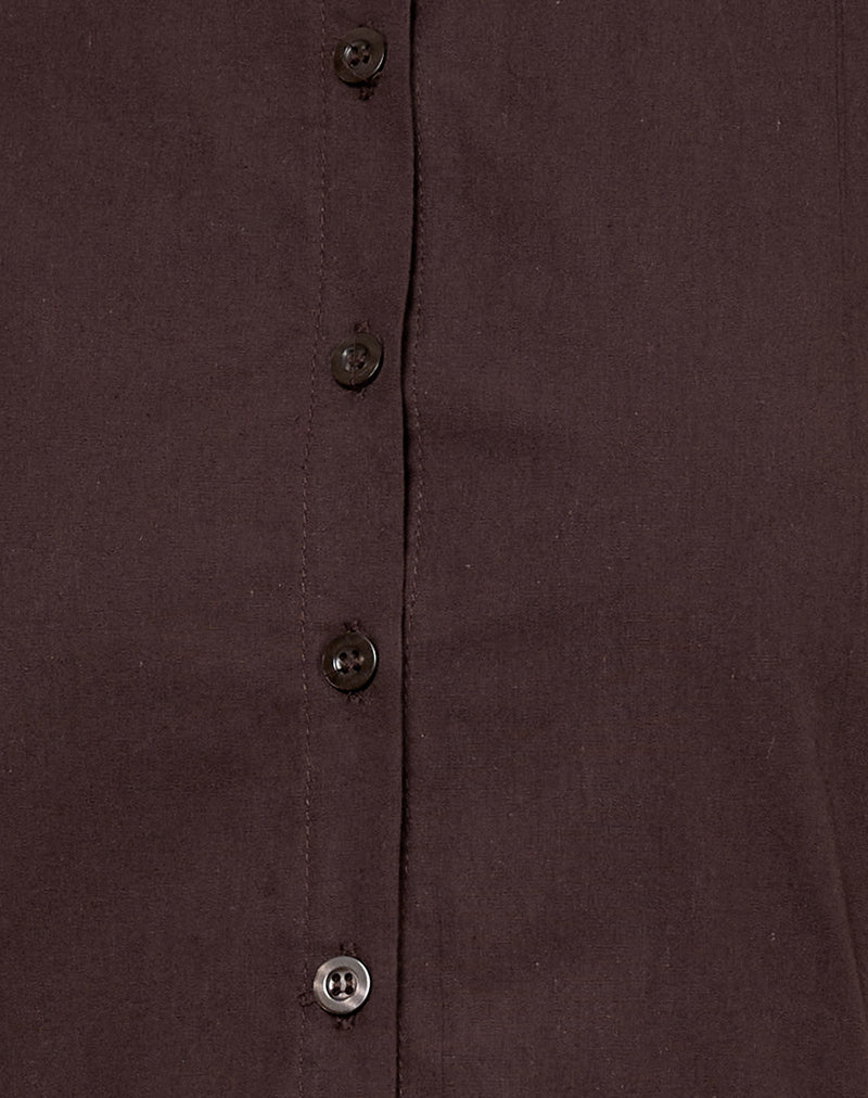 Mikena Collared Dress in Deep Mahogany