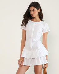 Movan Dropped Waist Mini Dress in White