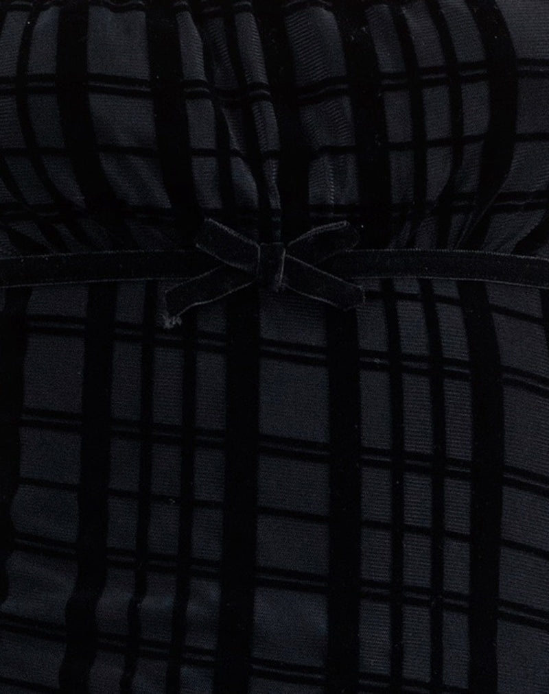 Nateda Dress in Tonal Check Flock Black