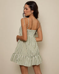 Nikita Mini Dress in Green Check