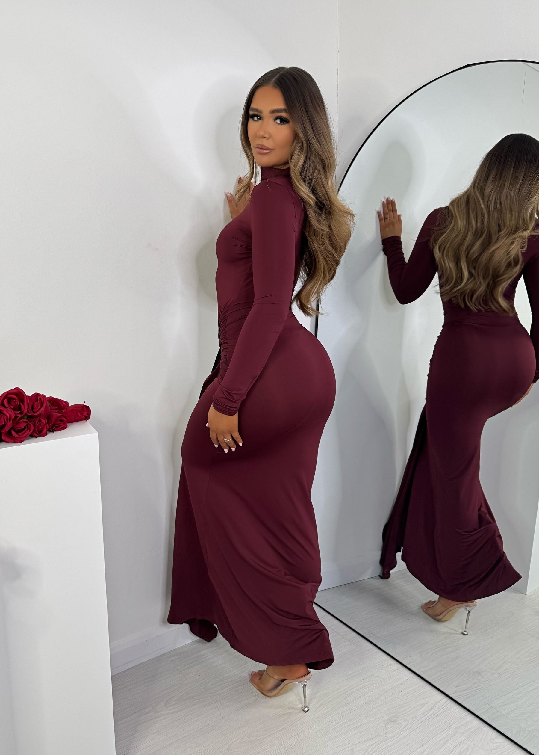 Perfectly Imperfect Tie Maxi Dress - Burgundy