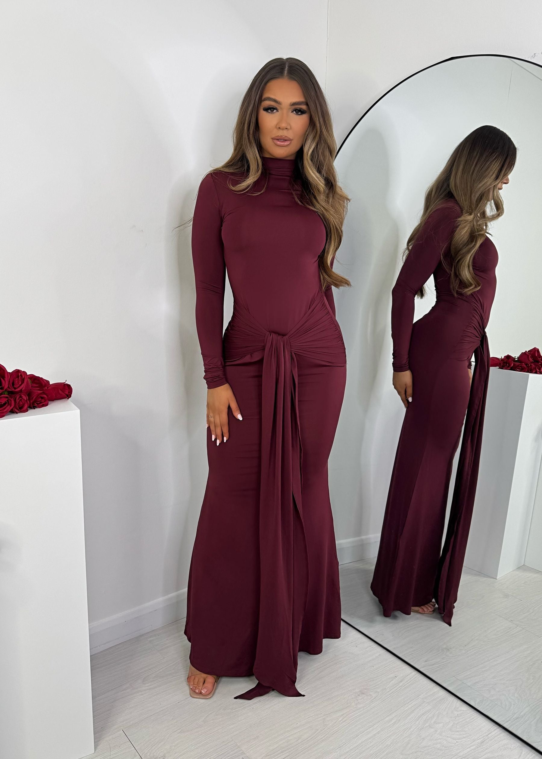 Perfectly Imperfect Tie Maxi Dress - Burgundy