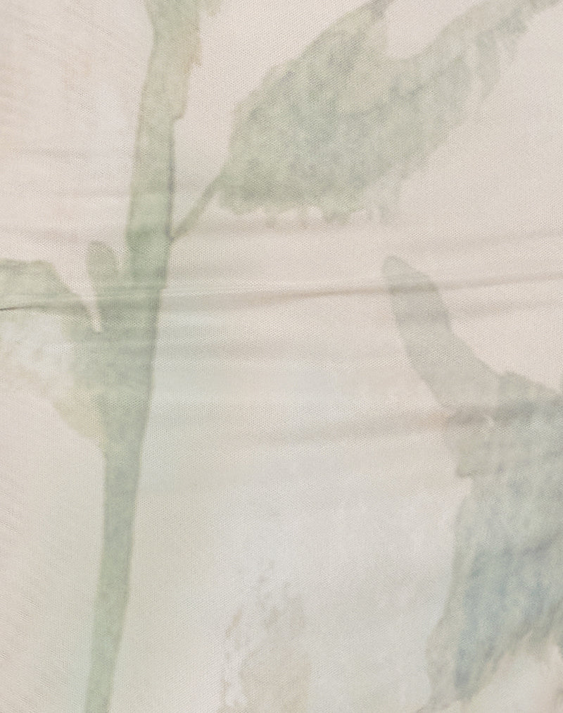 Rosbandi Bandeau Midi Dress in Abstract Painted Flower Blue