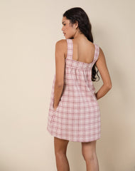 Sanlia Mini Dress in Basic Tartan Pink