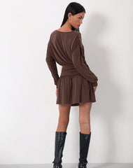 Sanuli Mini Dress In Bitter Chocolate