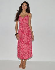 Sastra Midi Dress in Retro Paisley Pink