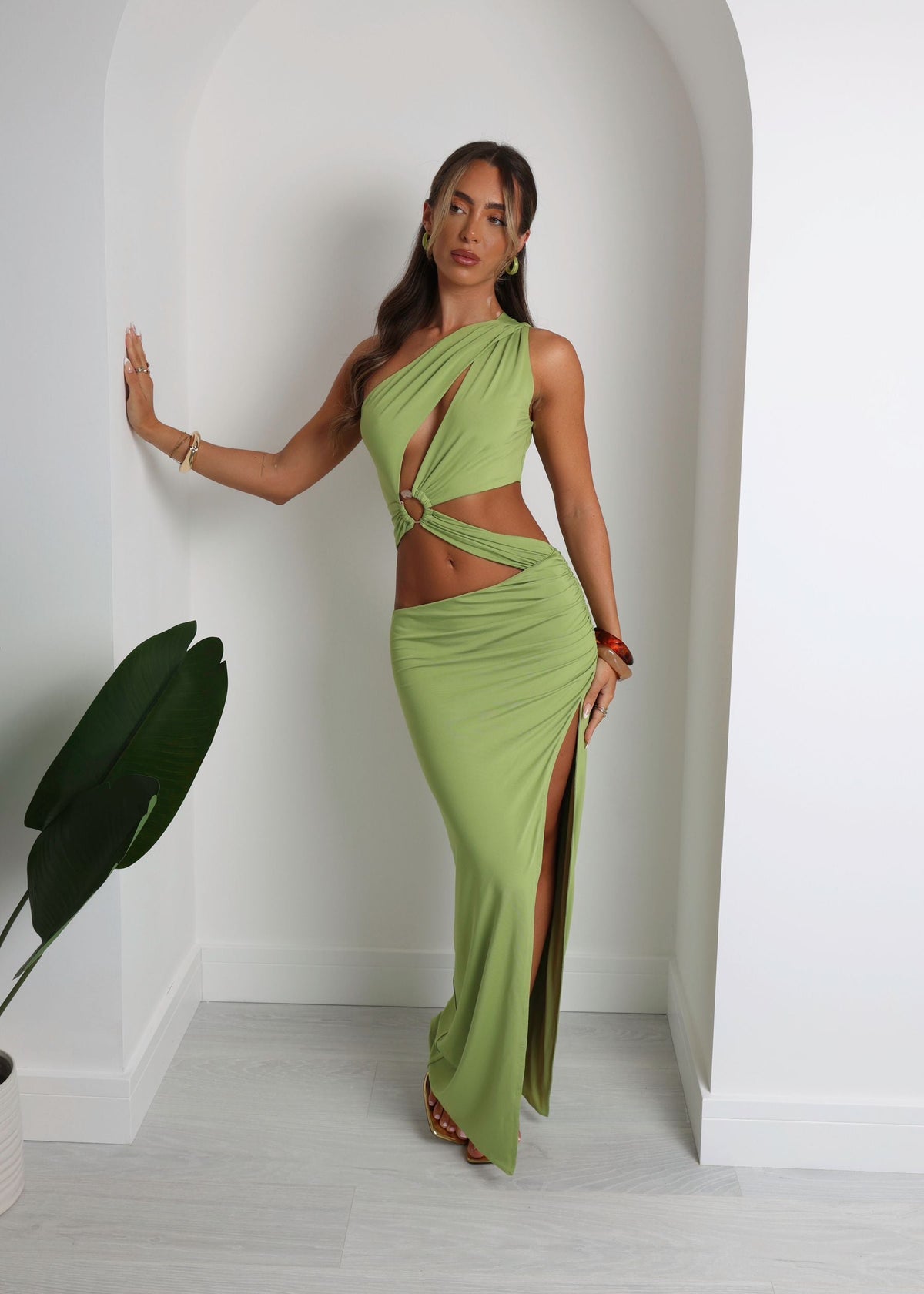 Status Updated Cut Out Maxi Dress - Green