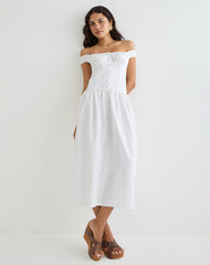 Tamashi Off the Shoulder Maxi Dress in White