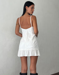 TAVITA FRILL MINI DRESS WHITE