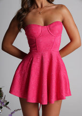 To My Heart Strapless Lace Mini Dress - Fuchsia