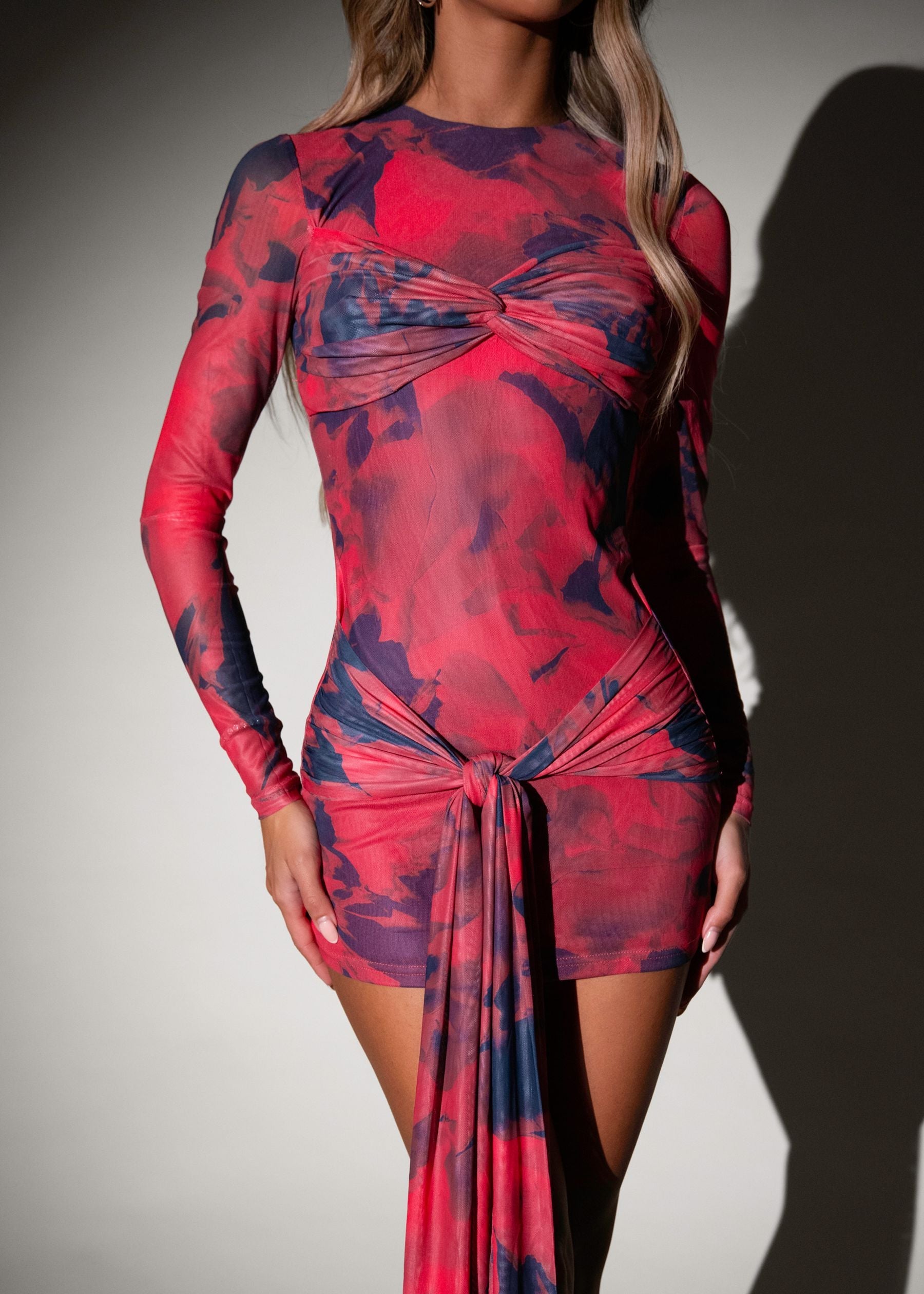 Trust Issues Long Sleeve Mini Dress -  Multi