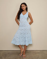 Valea Midi Dress in Zinnia Lace Blue