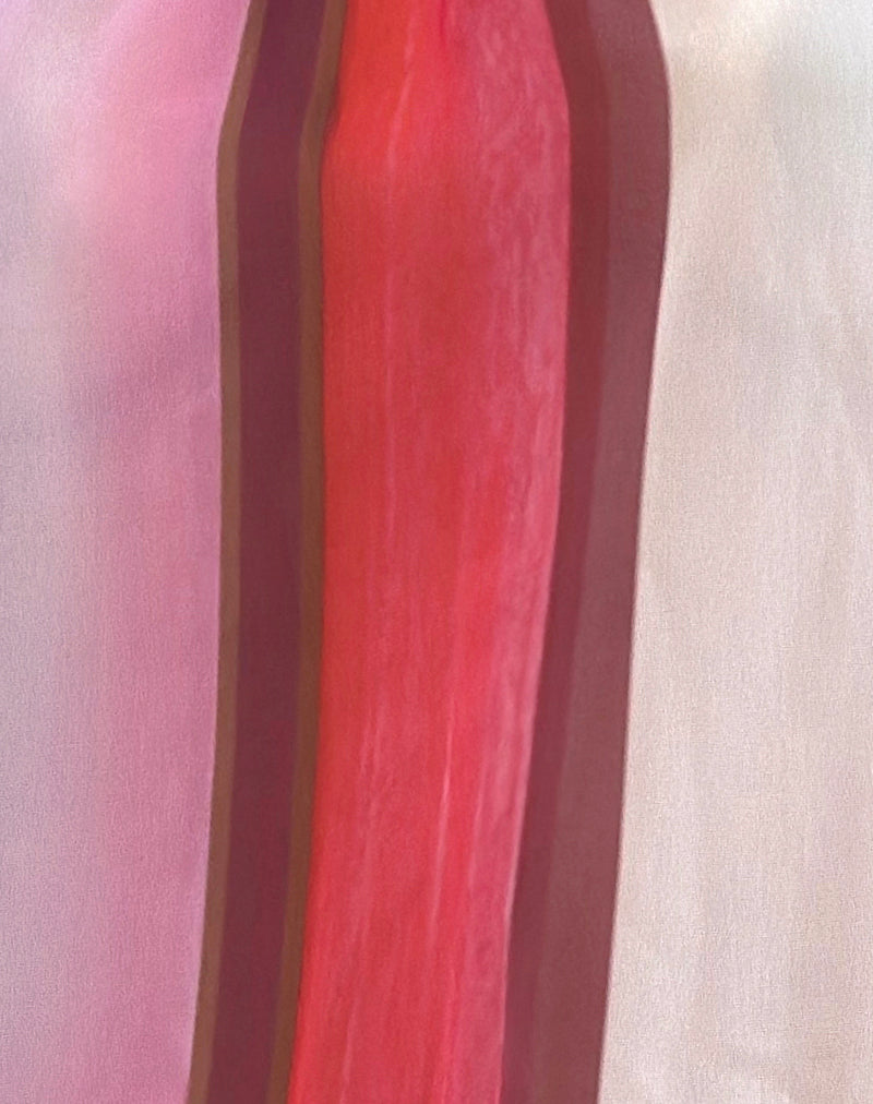 Veloria Halterneck Mini Dress in Pink Sheer Chiffon Painted Stripe