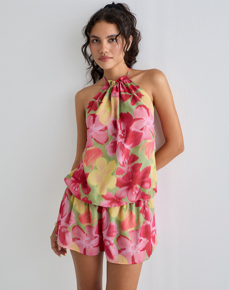 Veloria Mini Dress in Bold Multi Colour Floral