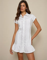 Wilsey Mini Shirt Dress in Poplin White