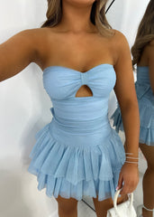 Angel Of Dreams Bow Mini Dress - Blue