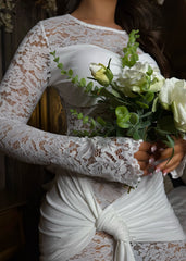 Love Scenario Lace Tie Detail Mini Dress - White